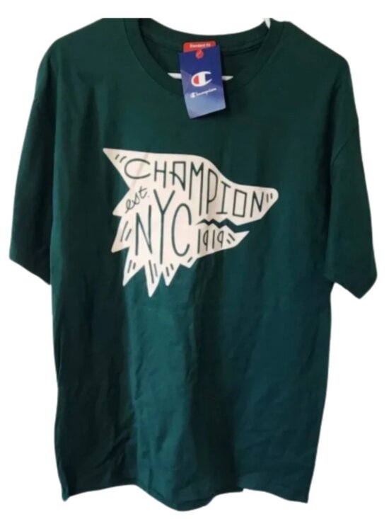 Champion Other - Champion Dark Green Short Sleeve Round Neckline NYC 1919 Graphic Tee Unisex